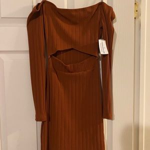 Off the shoulder, long sleeve, mini dress